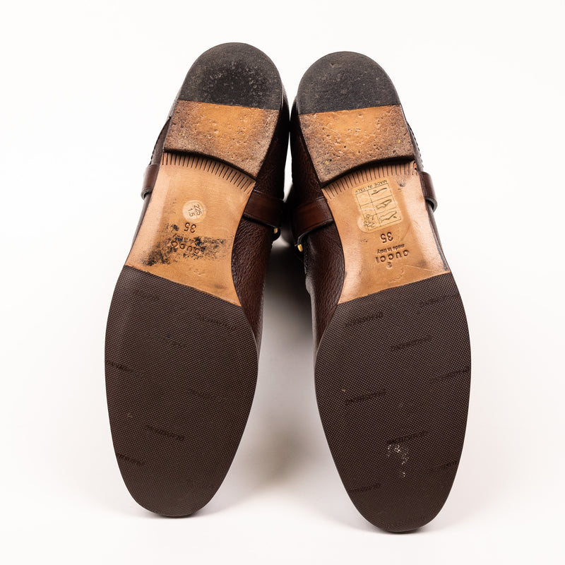 Gucci Brown Tall Leather Flat Boots 35