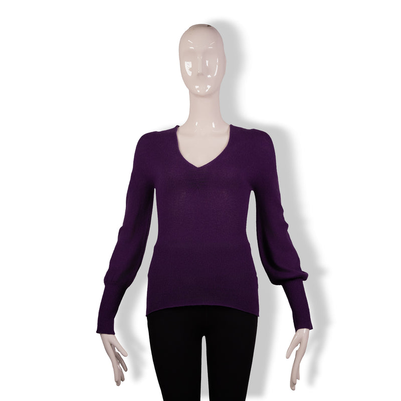 Gucci Purple V-Neck Cashmere Top Size XS