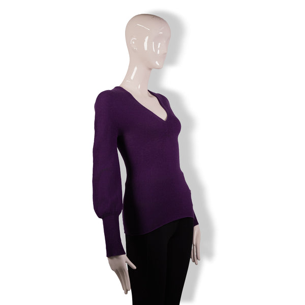 Gucci Purple V-Neck Cashmere Top Size XS