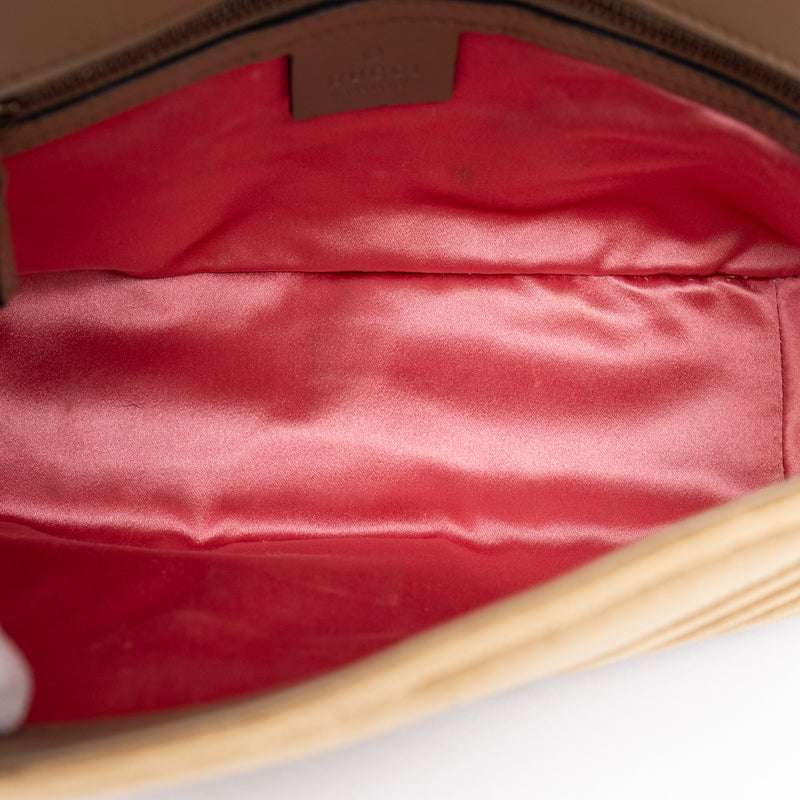 Gucci Tan Brown Velvet Chevron Marmont Shoulder Bag Small