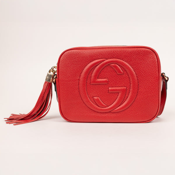 Gucci Soho Red Leather GG Tassel Crossbody Bag