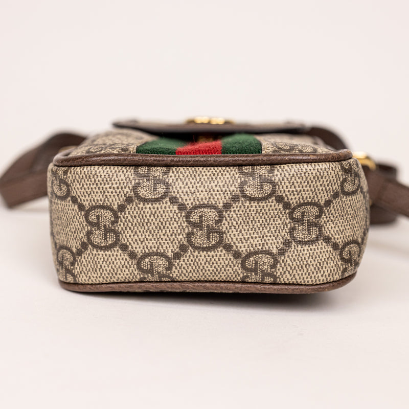 Gucci Vertical Phone Bag Brown Striped Supreme Crossbody