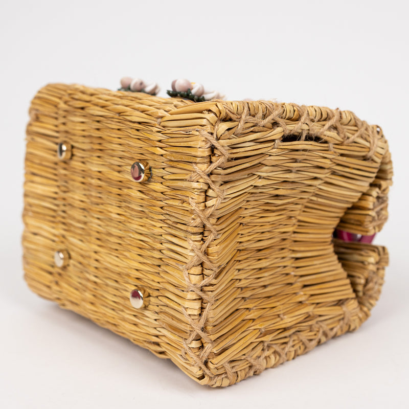 Heimat Atlantica Beige and Pink Shella Raffia Bag