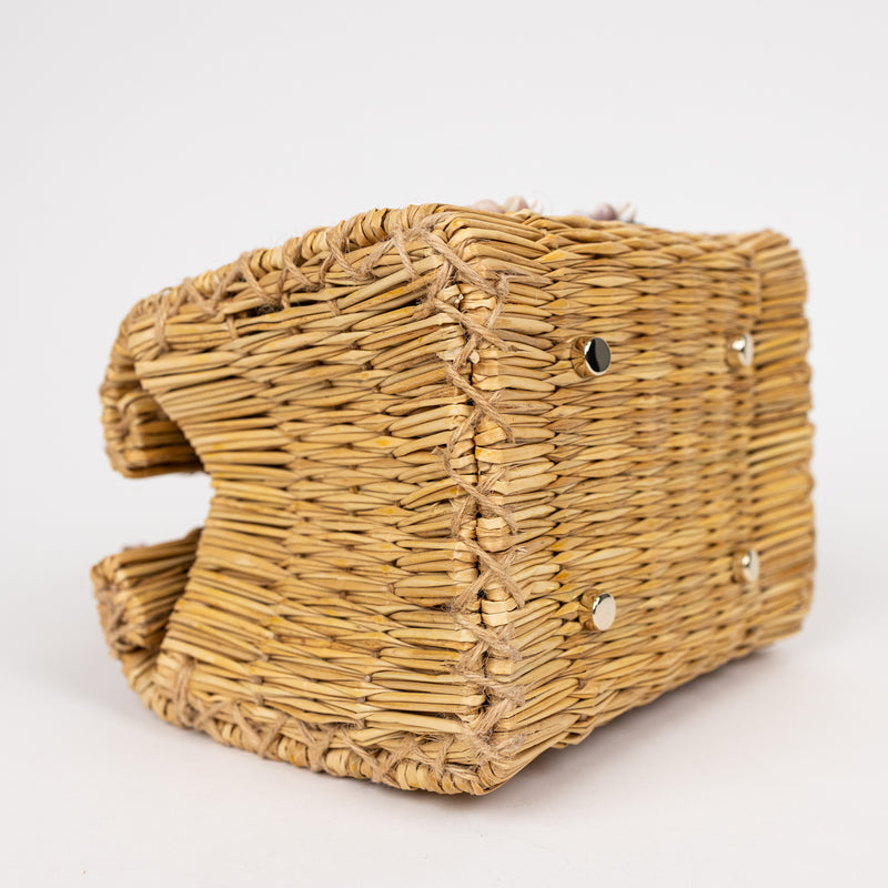 Heimat Atlantica Beige and Pink Shella Raffia Bag