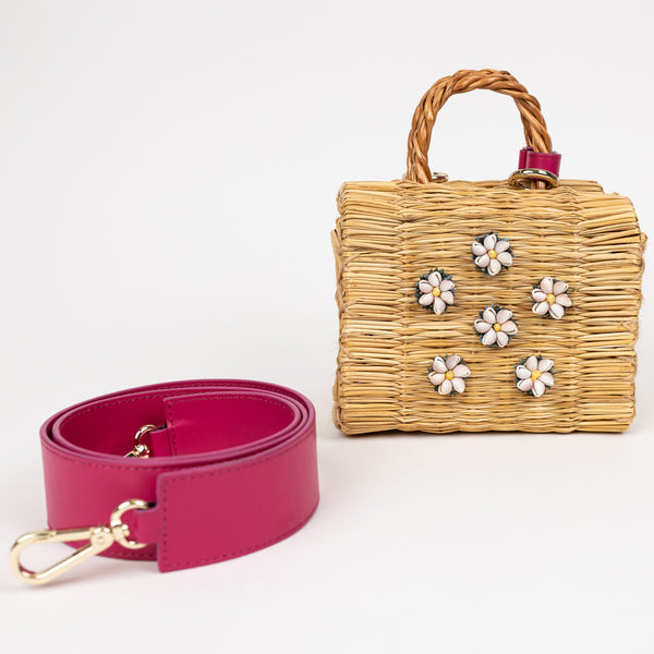 Heimat Atlantica Beige and Pink Shella Raffia Bag