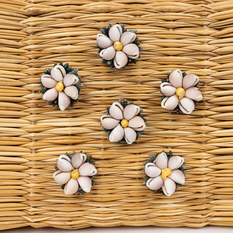 Heimat Atlantica Beige and Pink Shella Raffia Bag