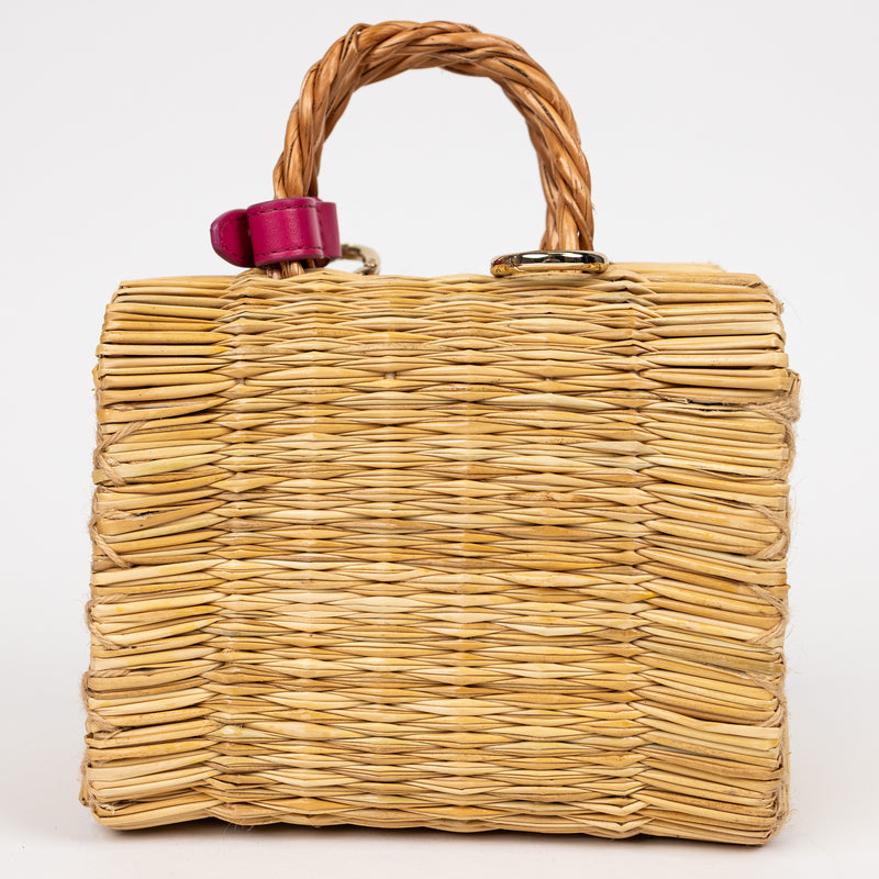 Heimat Atlantica Beige and Pink Shella Raffia Bag