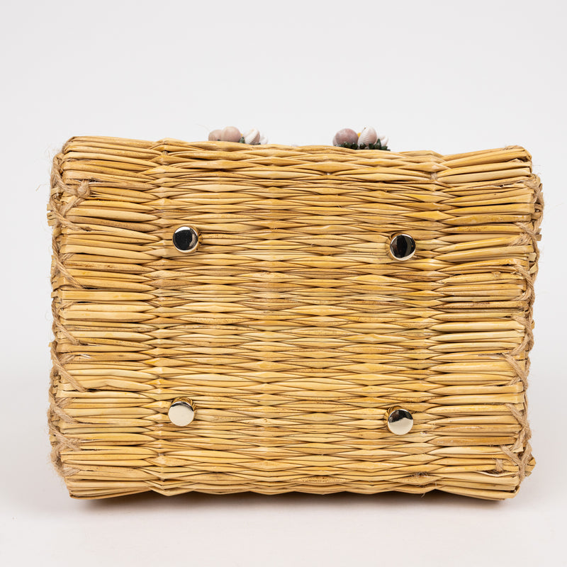 Heimat Atlantica Beige and Pink Shella Raffia Bag