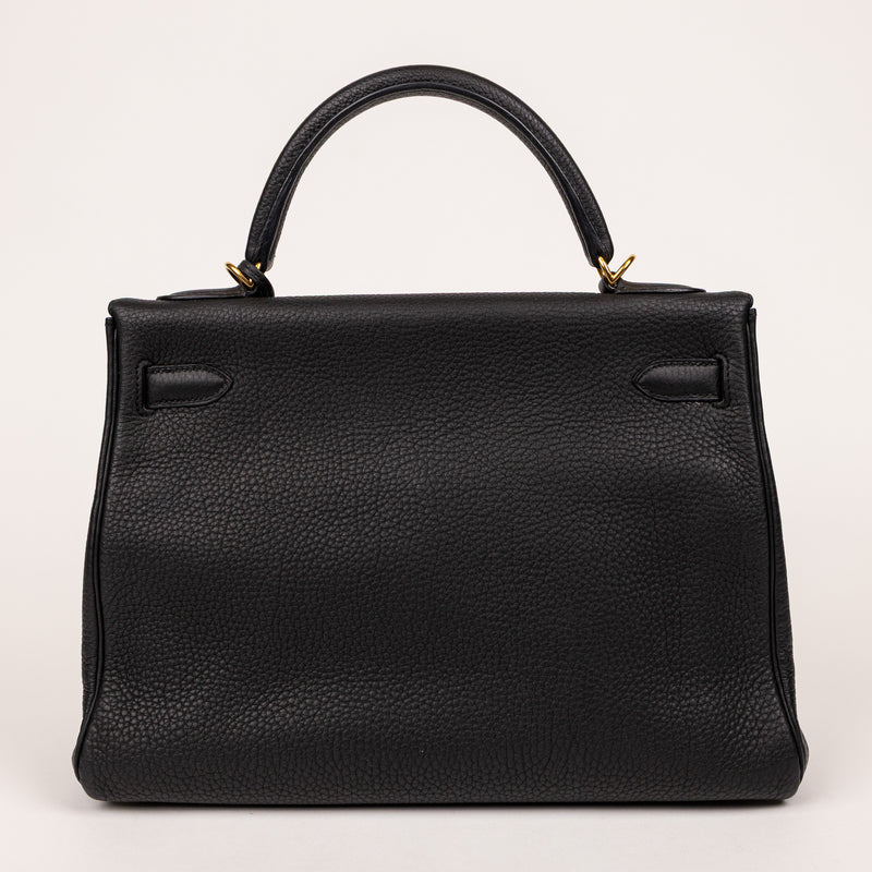 Hermes Black Noir Togo Leather Kelly 32cm Handbag