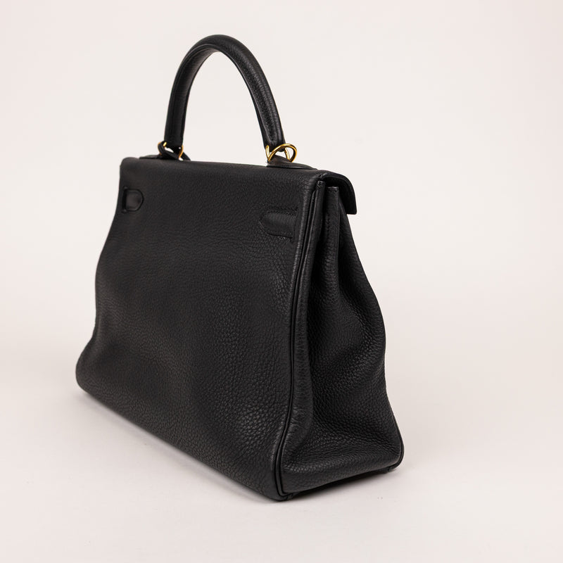 Hermes Black Noir Togo Leather Kelly 32cm Handbag