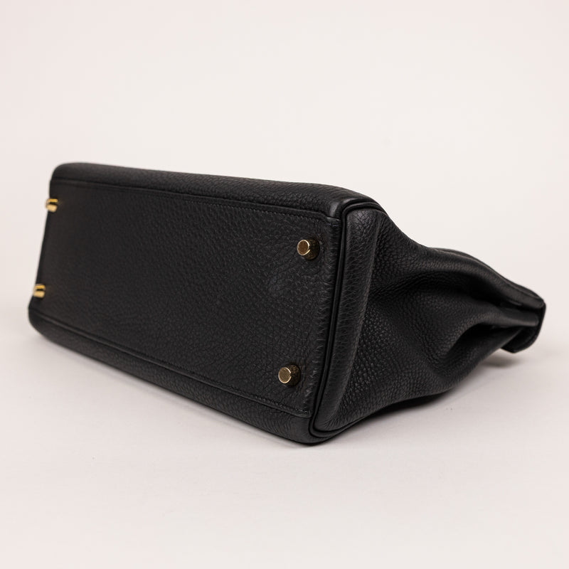 Hermes Black Noir Togo Leather Kelly 32cm Handbag