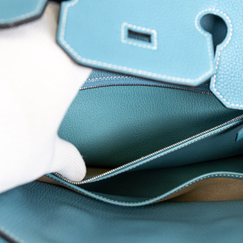 Hermes Blue Jean Togo Leather Birkin 35 cm Bag SHW