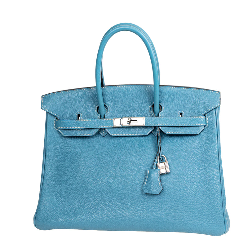 Hermes Blue Jean Togo Leather Birkin 35 cm Bag SHW