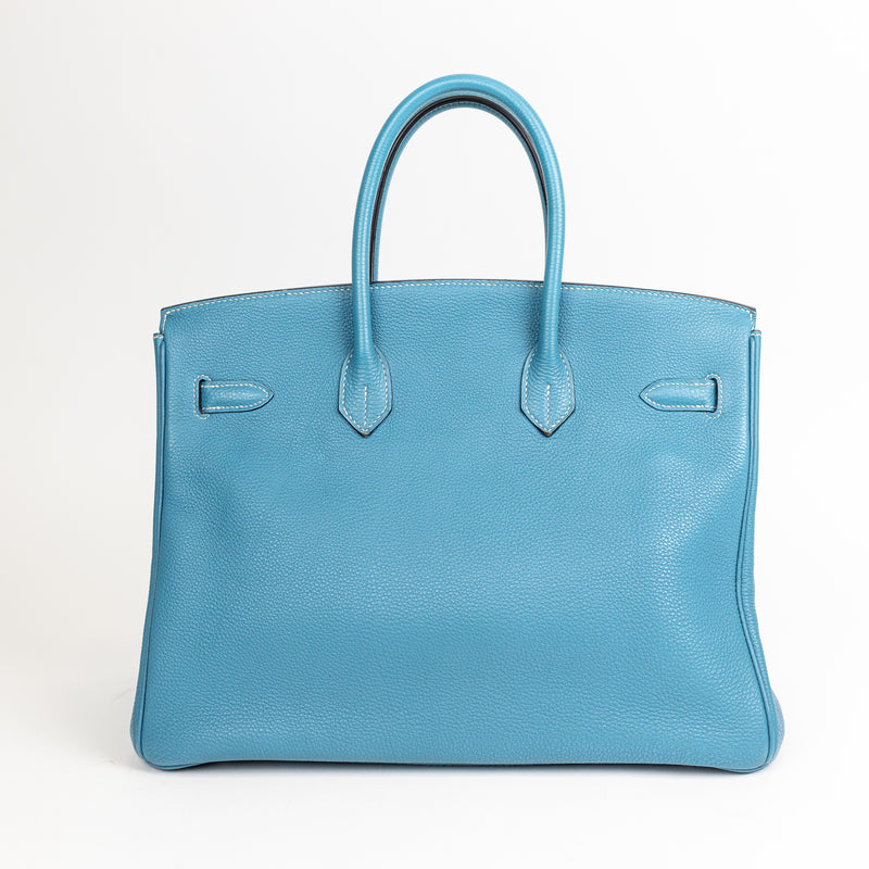 Hermes Blue Jean Togo Leather Birkin 35 cm Bag SHW