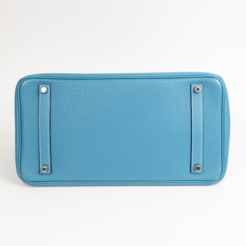 Hermes Blue Jean Togo Leather Birkin 35 cm Bag SHW