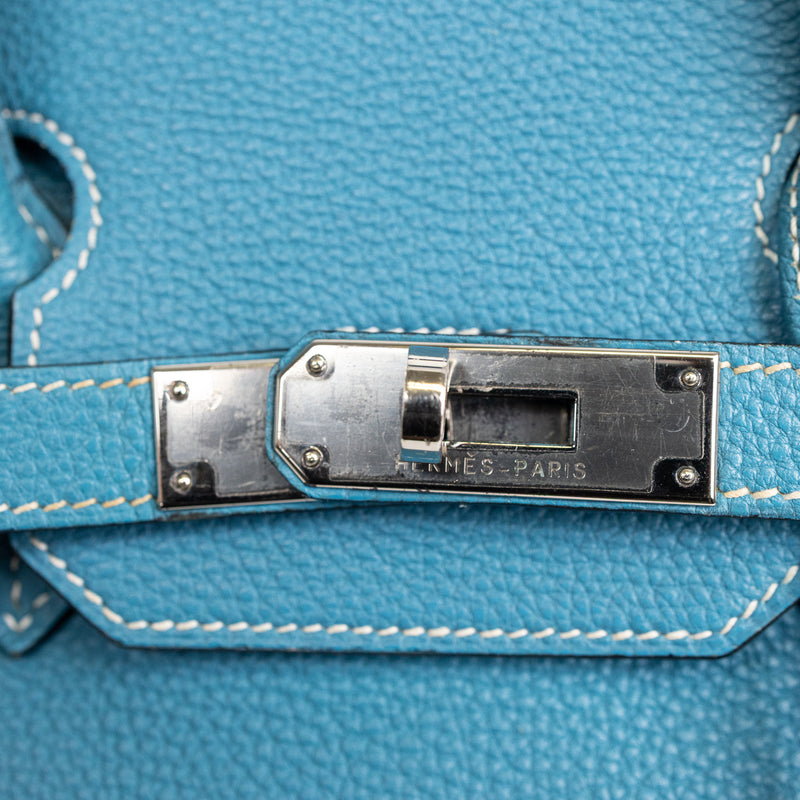 Hermes Blue Jean Togo Leather Birkin 35 cm Bag SHW