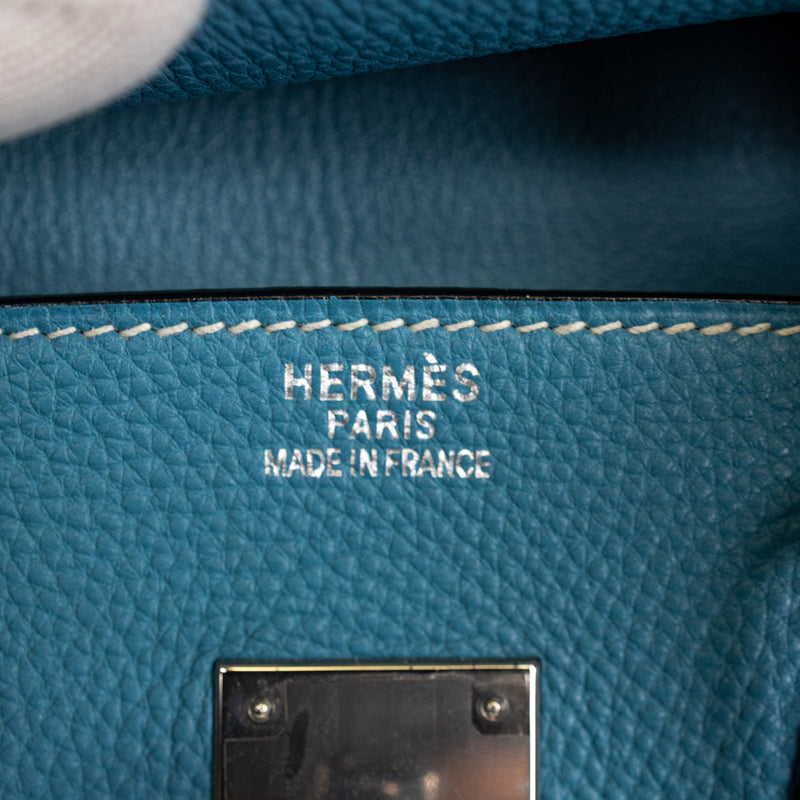 Hermes Blue Jean Togo Leather Birkin 35 cm Bag SHW