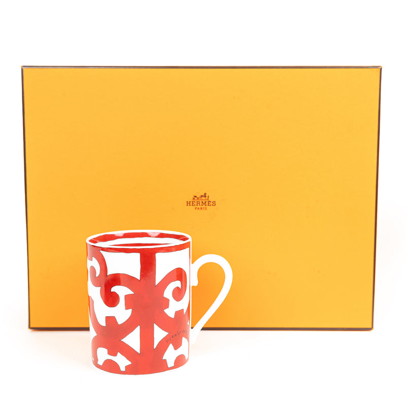 Hermes White and Red Balcon du Guadalquivir Dinner Plate