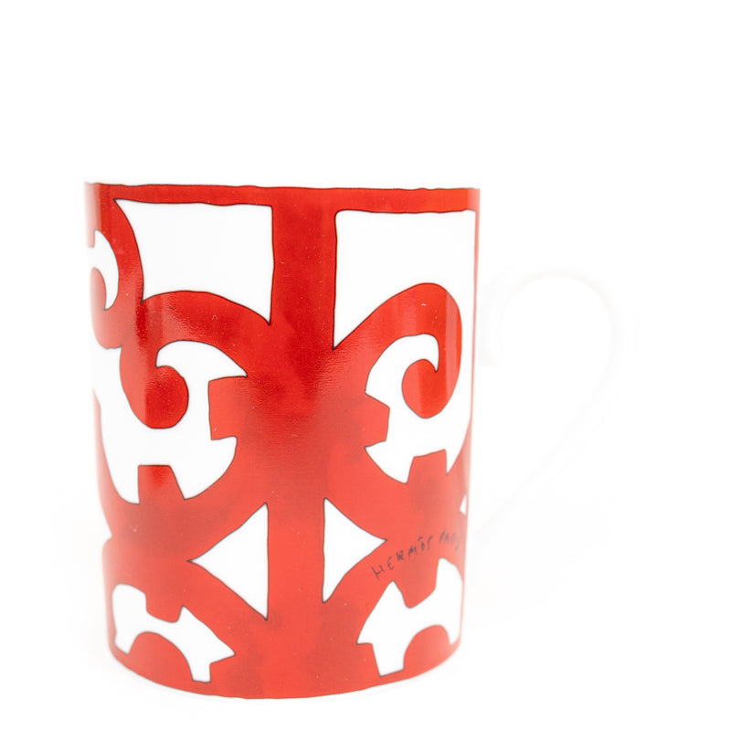 Hermes White and Red Balcon du Guadalquivir Dinner Plate