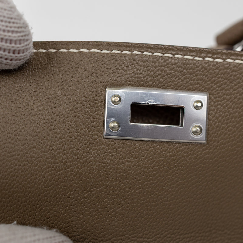 Hermes Etoupe Epsom Leather Desordre Kelly 20cm Bag Palladium Hardware