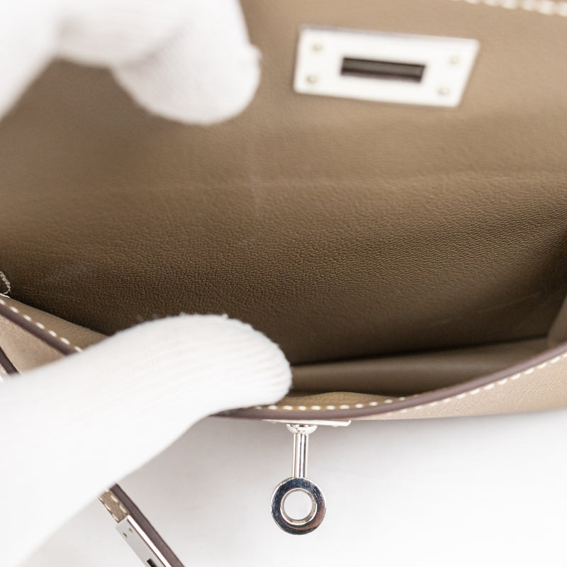 Hermes Etoupe Epsom Leather Desordre Kelly 20cm Bag Palladium Hardware