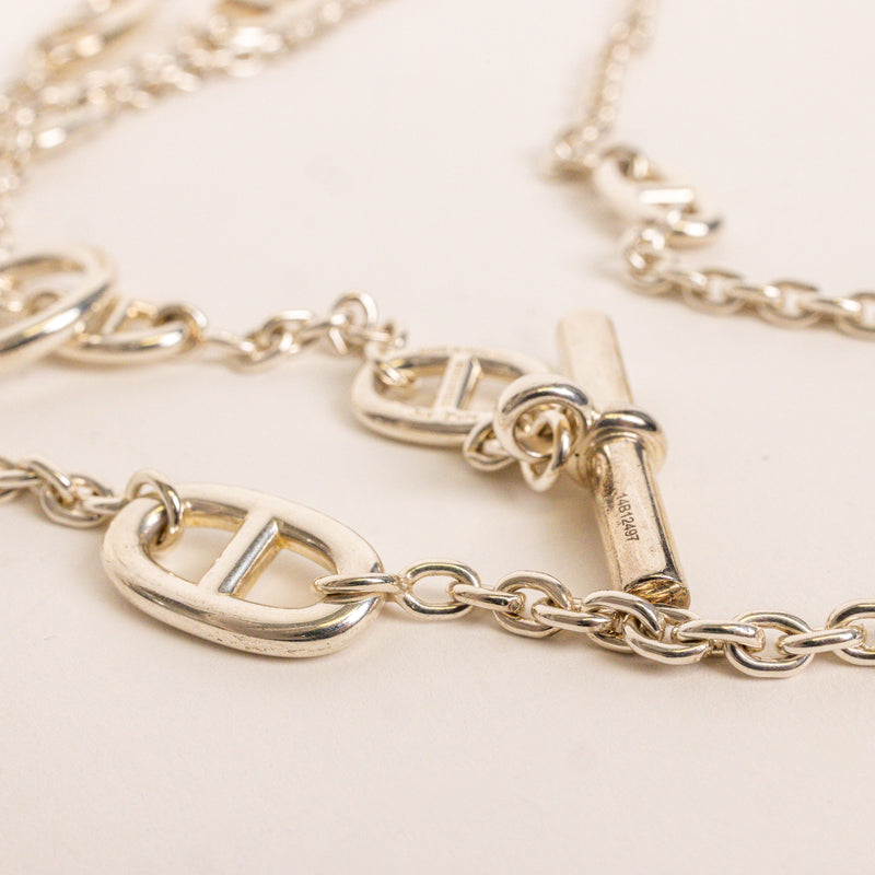 Hermes Sterling Silver Farandole 120 Toggle Necklace