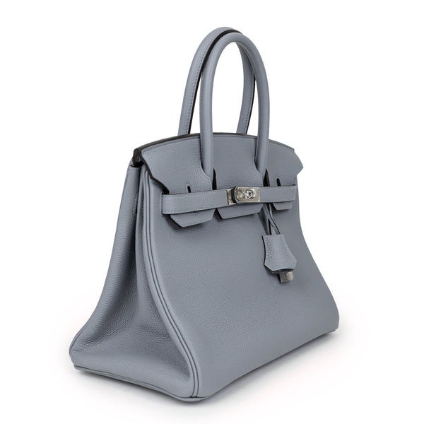 Hermes Gray Gris Patine Togo Leather Birkin 30cm Bag Palladium Hardware