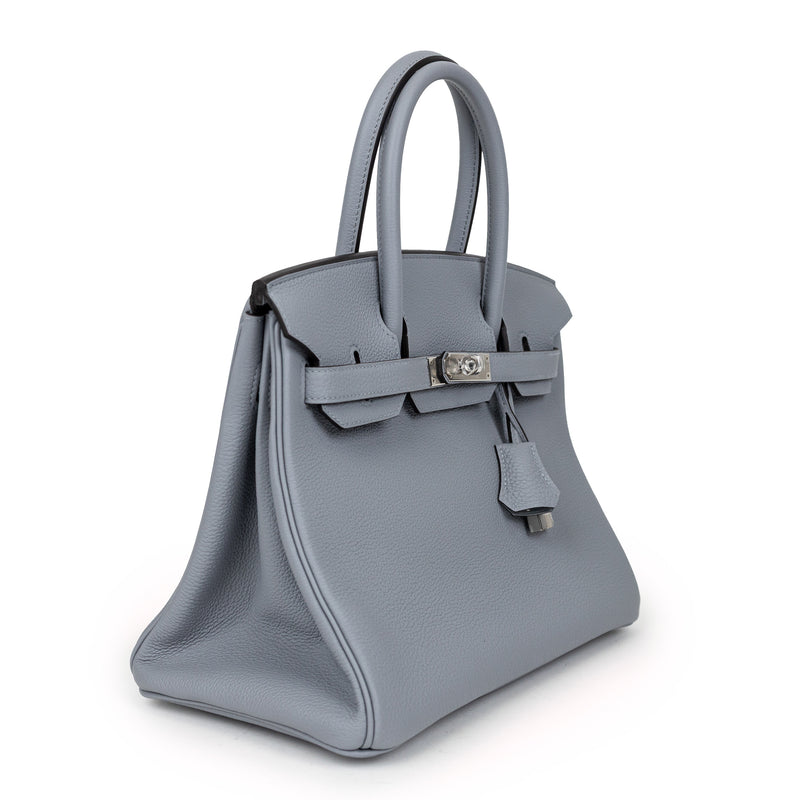 Hermes Gray Gris Patine Togo Leather Birkin 30cm Bag Palladium Hardware