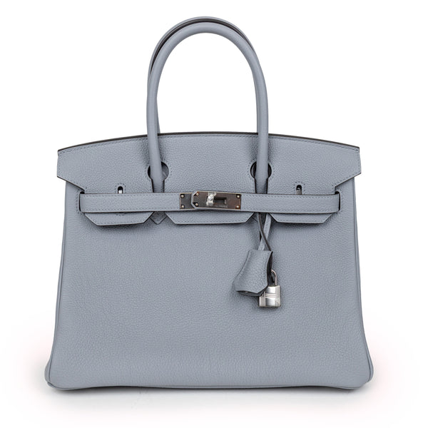 Hermes Gray Gris Patine Togo Leather Birkin 30cm Bag Palladium Hardware