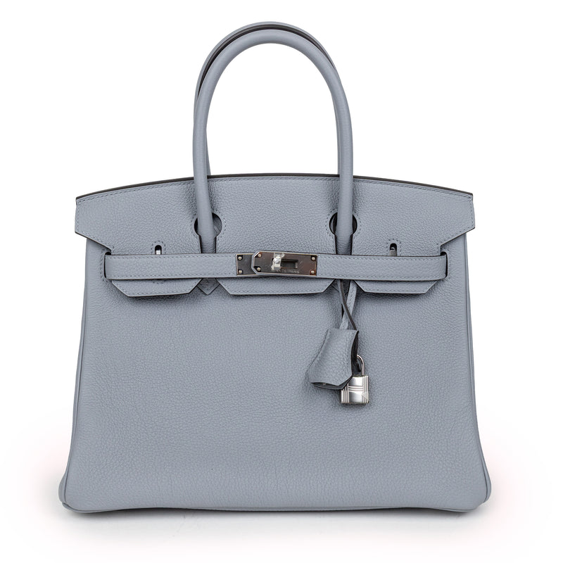 Hermes Gray Gris Patine Togo Leather Birkin 30cm Bag Palladium Hardware