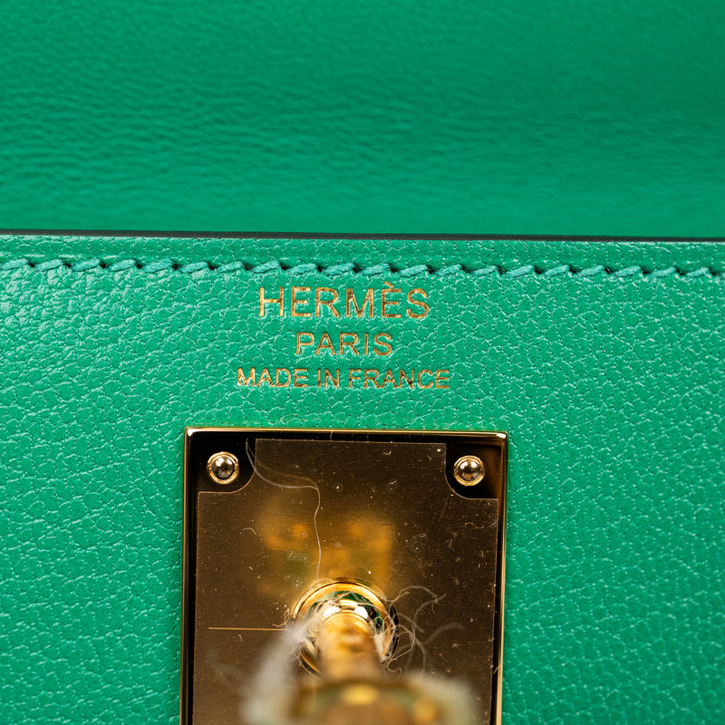 Hermes Bamboo Green Chevre Kelly Elan Shoulder Bag