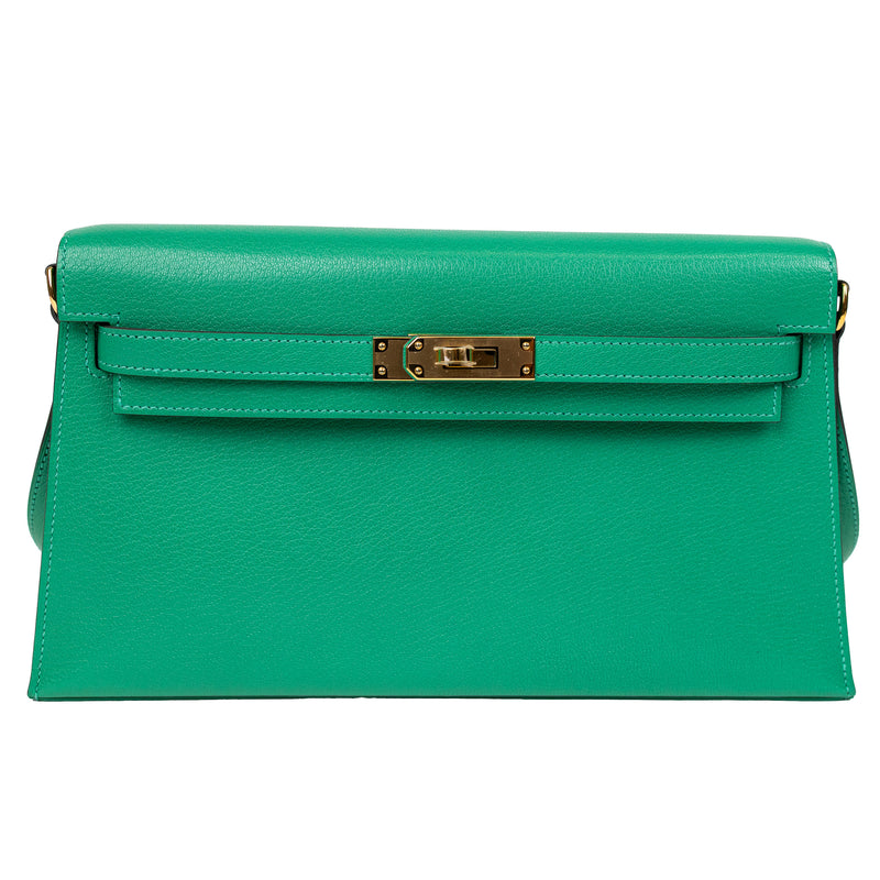 Hermes Bamboo Green Chevre Kelly Elan Shoulder Bag