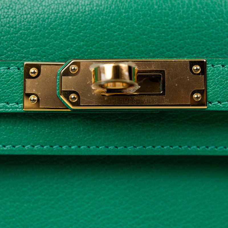 Hermes Bamboo Green Chevre Kelly Elan Shoulder Bag
