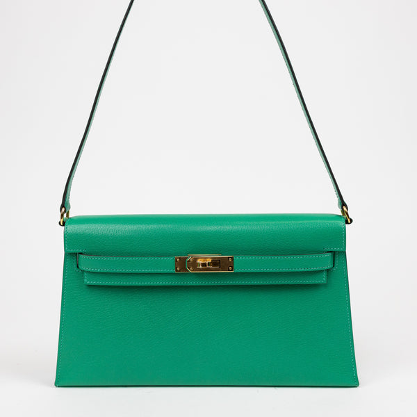 Hermes Bamboo Green Chevre Kelly Elan Shoulder Bag