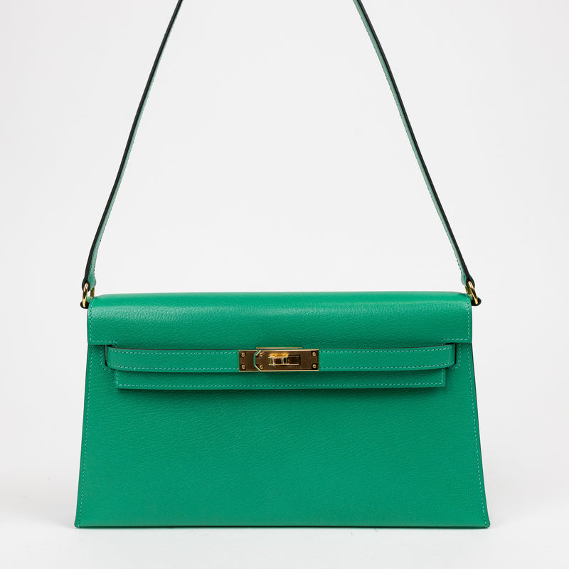Hermes Bamboo Green Chevre Kelly Elan Shoulder Bag
