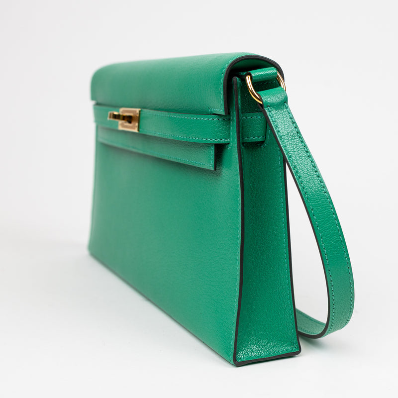 Hermes Bamboo Green Chevre Kelly Elan Shoulder Bag