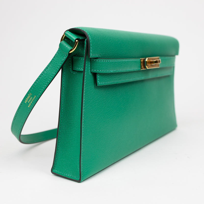 Hermes Bamboo Green Chevre Kelly Elan Shoulder Bag