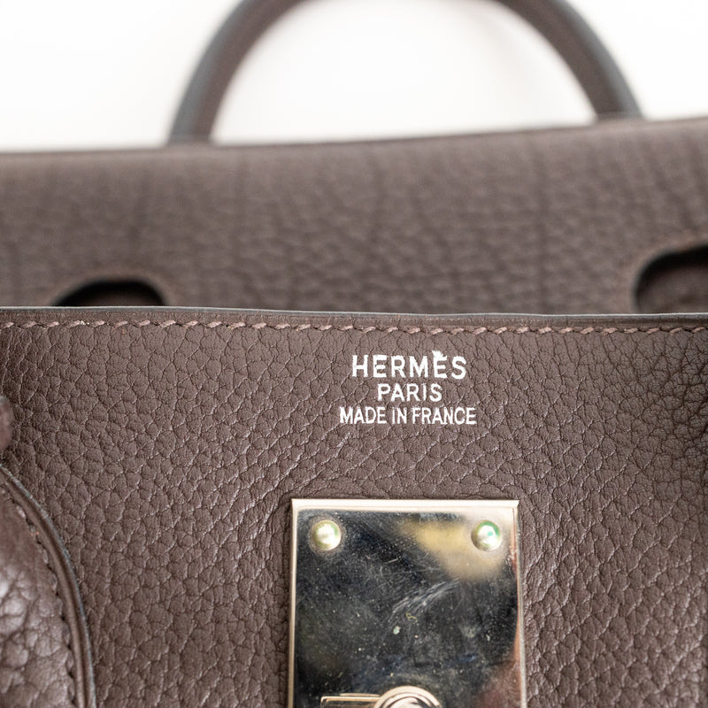 Hermes Brown Clemence Leather Haut à Courroies HAC 50 cm SHW