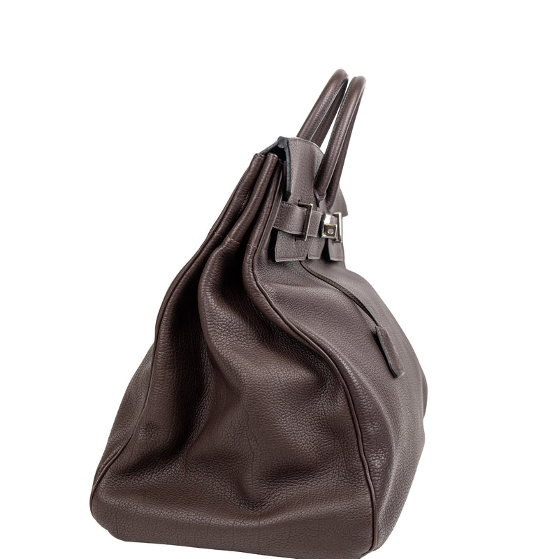Hermes Brown Clemence Leather Haut à Courroies HAC 50 cm SHW