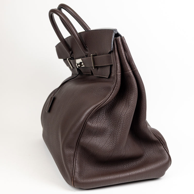 Hermes Brown Clemence Leather Haut à Courroies HAC 50 cm SHW