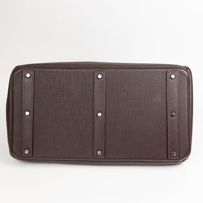 Hermes Brown Clemence Leather Haut à Courroies HAC 50 cm SHW