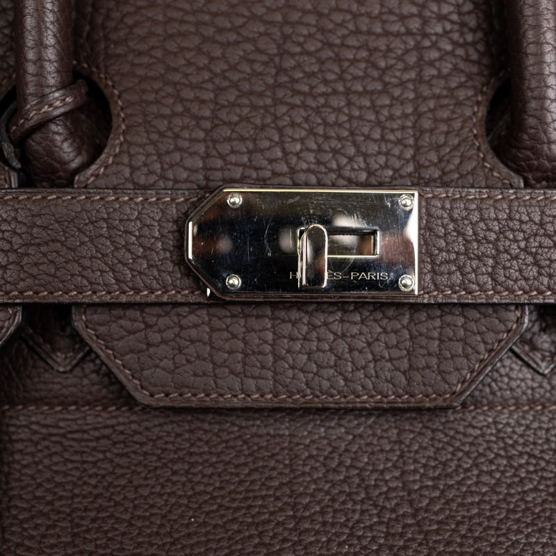 Hermes Brown Clemence Leather Haut à Courroies HAC 50 cm SHW