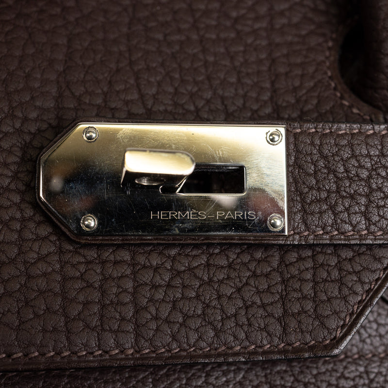 Hermes Brown Clemence Leather Haut à Courroies HAC 50 cm SHW