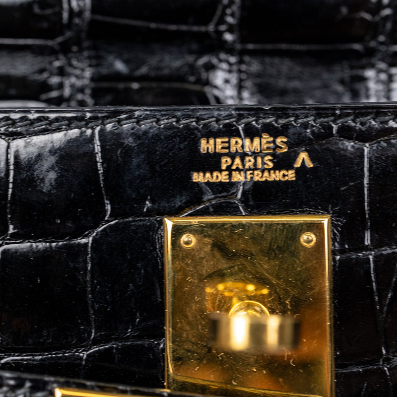 Hermès Black Crocodile Kelly 32cm GHW