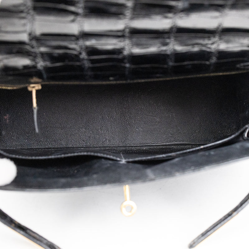 Hermès Black Crocodile Kelly 32cm GHW