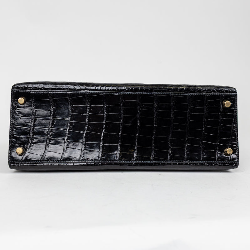 Hermès Black Crocodile Kelly 32cm GHW