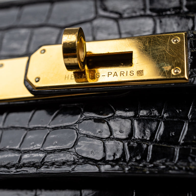 Hermès Black Crocodile Kelly 32cm GHW