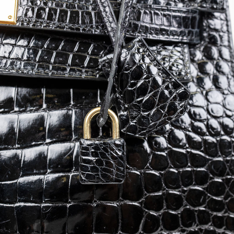 Hermès Black Crocodile Kelly 32cm GHW