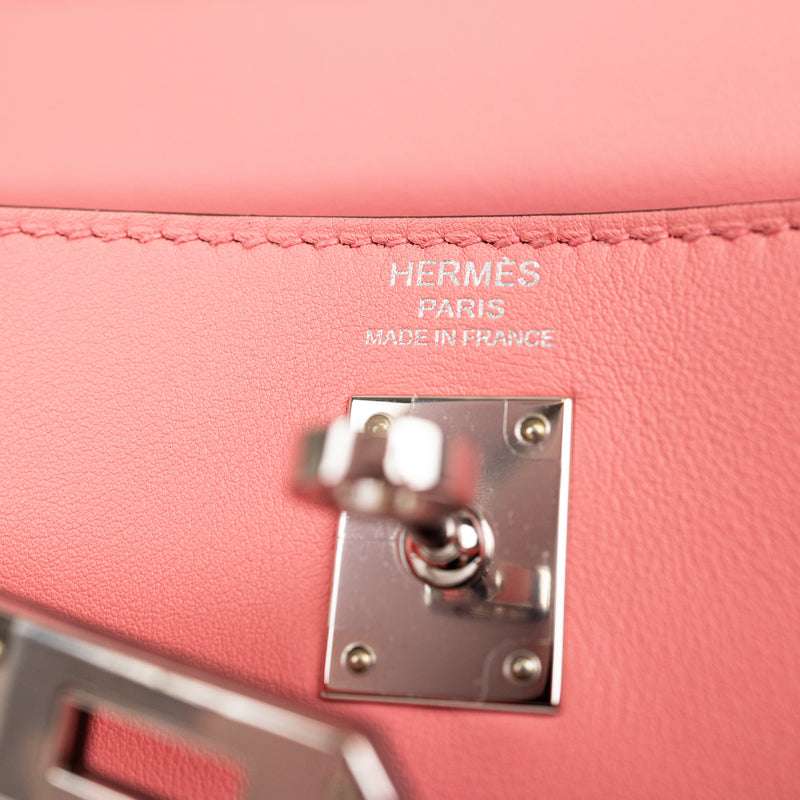 Hermes Pink Rose Azalee Swift Leather Kelly 25 cm Palladium Hardware