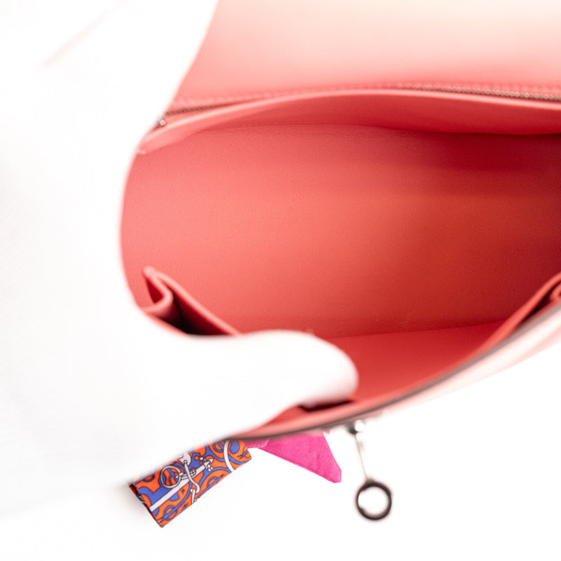 Hermes Pink Rose Azalee Swift Leather Kelly 25 cm Palladium Hardware